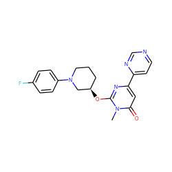 Cn1c(O[C@@H]2CCCN(c3ccc(F)cc3)C2)nc(-c2ccncn2)cc1=O ZINC000146509222