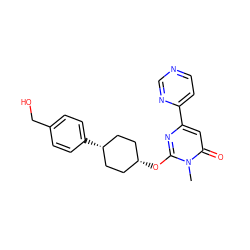 Cn1c(O[C@H]2CC[C@@H](c3ccc(CO)cc3)CC2)nc(-c2ccncn2)cc1=O ZINC000146501158