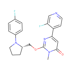 Cn1c(OC[C@@H]2CCCN2c2ccc(F)cc2)nc(-c2ccncc2F)cc1=O ZINC000146497032