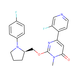 Cn1c(OC[C@H]2CCCN2c2ccc(F)cc2)nc(-c2ccncc2F)cc1=O ZINC000146509652