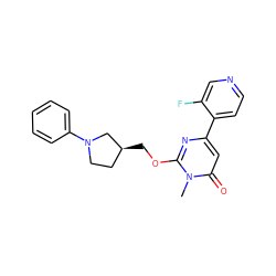 Cn1c(OC[C@H]2CCN(c3ccccc3)C2)nc(-c2ccncc2F)cc1=O ZINC000146505417