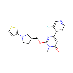 Cn1c(OC[C@H]2CCN(c3ccsc3)C2)nc(-c2ccncc2F)cc1=O ZINC000146505021