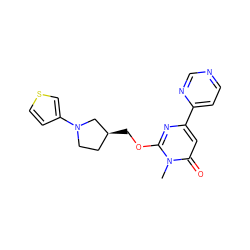 Cn1c(OC[C@H]2CCN(c3ccsc3)C2)nc(-c2ccncn2)cc1=O ZINC000149419285