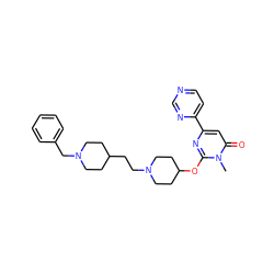 Cn1c(OC2CCN(CCC3CCN(Cc4ccccc4)CC3)CC2)nc(-c2ccncn2)cc1=O ZINC000205415513