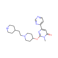 Cn1c(OC2CCN(CCC3CCNCC3)CC2)nc(-c2ccncn2)cc1=O ZINC000205415451