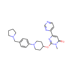 Cn1c(OC2CCN(c3ccc(CN4CCCC4)cc3)CC2)nc(-c2ccncn2)cc1=O ZINC000198761917