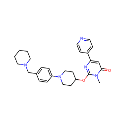 Cn1c(OC2CCN(c3ccc(CN4CCCCC4)cc3)CC2)nc(-c2ccncc2)cc1=O ZINC000146530126