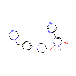 Cn1c(OC2CCN(c3ccc(CN4CCNCC4)cc3)CC2)nc(-c2ccncn2)cc1=O ZINC000198759753