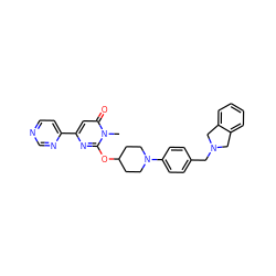 Cn1c(OC2CCN(c3ccc(CN4Cc5ccccc5C4)cc3)CC2)nc(-c2ccncn2)cc1=O ZINC000146500329