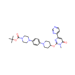 Cn1c(OC2CCN(c3ccc(N4CCN(C(=O)OC(C)(C)C)CC4)cc3)CC2)nc(-c2ccncn2)cc1=O ZINC000149418394