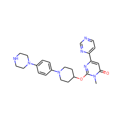 Cn1c(OC2CCN(c3ccc(N4CCNCC4)cc3)CC2)nc(-c2ccncn2)cc1=O ZINC000198761822