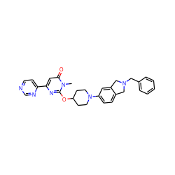 Cn1c(OC2CCN(c3ccc4c(c3)CN(Cc3ccccc3)C4)CC2)nc(-c2ccncn2)cc1=O ZINC000198765201