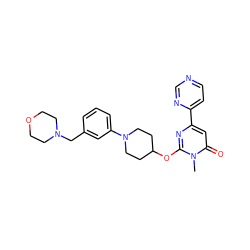 Cn1c(OC2CCN(c3cccc(CN4CCOCC4)c3)CC2)nc(-c2ccncn2)cc1=O ZINC000146521240