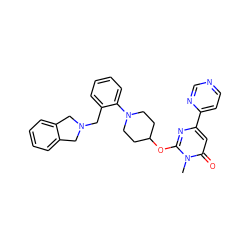 Cn1c(OC2CCN(c3ccccc3CN3Cc4ccccc4C3)CC2)nc(-c2ccncn2)cc1=O ZINC000146495625