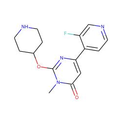 Cn1c(OC2CCNCC2)nc(-c2ccncc2F)cc1=O ZINC000146520843