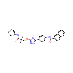 Cn1c(OCC(C)(C)C(=O)Nc2ccccc2)nnc1-c1ccc(NC(=O)c2ccc3ccccc3c2)cc1 ZINC000073224223