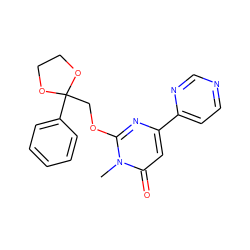 Cn1c(OCC2(c3ccccc3)OCCO2)nc(-c2ccncn2)cc1=O ZINC000146497633