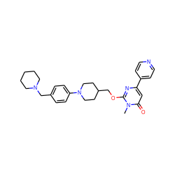 Cn1c(OCC2CCN(c3ccc(CN4CCCCC4)cc3)CC2)nc(-c2ccncc2)cc1=O ZINC000146508342