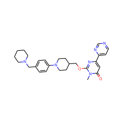 Cn1c(OCC2CCN(c3ccc(CN4CCCCC4)cc3)CC2)nc(-c2ccncn2)cc1=O ZINC000146501599