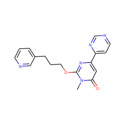 Cn1c(OCCCc2cccnc2)nc(-c2ccncn2)cc1=O ZINC000146535274