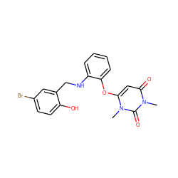 Cn1c(Oc2ccccc2NCc2cc(Br)ccc2O)cc(=O)n(C)c1=O ZINC000002300318