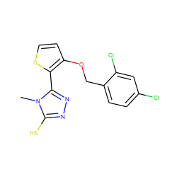 Cn1c(S)nnc1-c1sccc1OCc1ccc(Cl)cc1Cl ZINC000005753509