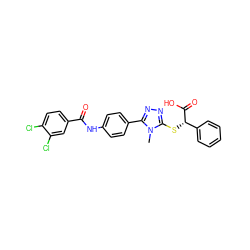 Cn1c(S[C@H](C(=O)O)c2ccccc2)nnc1-c1ccc(NC(=O)c2ccc(Cl)c(Cl)c2)cc1 ZINC000073169643