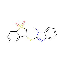 Cn1c(SC2=CS(=O)(=O)c3ccccc32)nc2ccccc21 ZINC000000089998