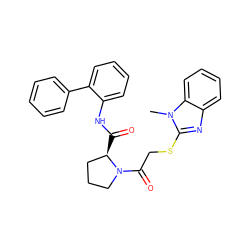 Cn1c(SCC(=O)N2CCC[C@H]2C(=O)Nc2ccccc2-c2ccccc2)nc2ccccc21 ZINC000029128227