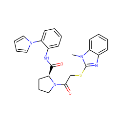 Cn1c(SCC(=O)N2CCC[C@H]2C(=O)Nc2ccccc2-n2cccc2)nc2ccccc21 ZINC000029128350