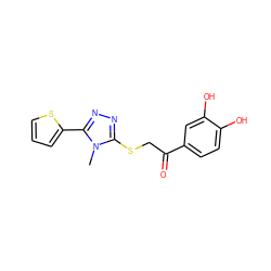 Cn1c(SCC(=O)c2ccc(O)c(O)c2)nnc1-c1cccs1 ZINC000005100673