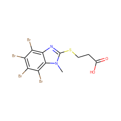 Cn1c(SCCC(=O)O)nc2c(Br)c(Br)c(Br)c(Br)c21 ZINC000073200495