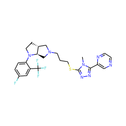 Cn1c(SCCCN2C[C@@H]3[C@H](CCN3c3ccc(F)cc3C(F)(F)F)C2)nnc1-c1cnccn1 ZINC000653739050