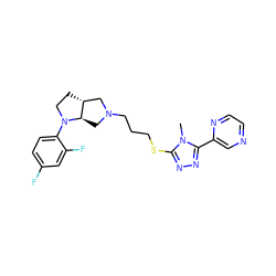 Cn1c(SCCCN2C[C@@H]3[C@H](CCN3c3ccc(F)cc3F)C2)nnc1-c1cnccn1 ZINC000653719573