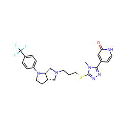 Cn1c(SCCCN2C[C@@H]3CCN(c4ccc(C(F)(F)F)cc4)[C@@H]3C2)nnc1-c1cc[nH]c(=O)c1 ZINC000653724985