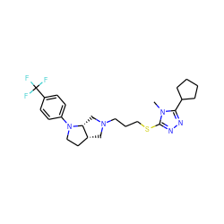 Cn1c(SCCCN2C[C@@H]3CCN(c4ccc(C(F)(F)F)cc4)[C@@H]3C2)nnc1C1CCCC1 ZINC000653740437