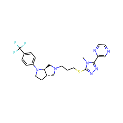 Cn1c(SCCCN2C[C@@H]3CCN(c4ccc(C(F)(F)F)cc4)[C@H]3C2)nnc1-c1cnccn1 ZINC000653737477