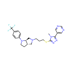 Cn1c(SCCCN2C[C@@H]3CCN(c4ccc(C(F)(F)F)cc4)[C@H]3C2)nnc1-c1cncnc1 ZINC000653740412