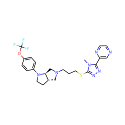 Cn1c(SCCCN2C[C@@H]3CCN(c4ccc(OC(F)(F)F)cc4)[C@H]3C2)nnc1-c1cnccn1 ZINC000653723265