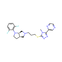 Cn1c(SCCCN2C[C@H]3CCN(c4c(F)cccc4F)[C@H]3C2)nnc1-c1cnccn1 ZINC000653740492