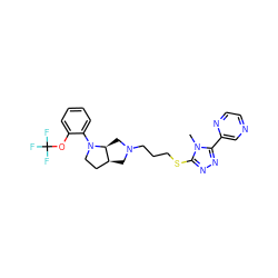 Cn1c(SCCCN2C[C@H]3CCN(c4ccccc4OC(F)(F)F)[C@H]3C2)nnc1-c1cnccn1 ZINC000653723366