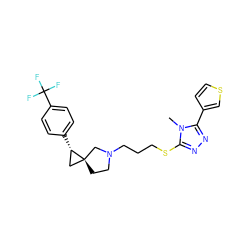 Cn1c(SCCCN2CC[C@]3(C[C@@H]3c3ccc(C(F)(F)F)cc3)C2)nnc1-c1ccsc1 ZINC001772616551