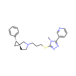 Cn1c(SCCCN2CC[C@]3(C[C@@H]3c3ccccc3)C2)nnc1-c1cccnc1 ZINC001772635469