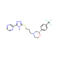 Cn1c(SCCCN2CCO[C@@H](c3ccc(C(F)(F)F)cc3)C2)nnc1-c1cnccn1 ZINC000653795690