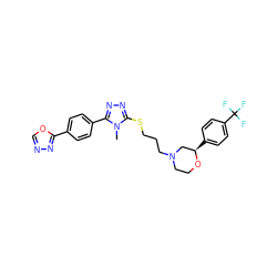 Cn1c(SCCCN2CCO[C@H](c3ccc(C(F)(F)F)cc3)C2)nnc1-c1ccc(-c2nnco2)cc1 ZINC000653795107