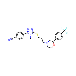 Cn1c(SCCCN2CCO[C@H](c3ccc(C(F)(F)F)cc3)C2)nnc1-c1ccc(C#N)cc1 ZINC000653780504