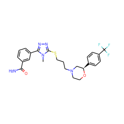 Cn1c(SCCCN2CCO[C@H](c3ccc(C(F)(F)F)cc3)C2)nnc1-c1cccc(C(N)=O)c1 ZINC000653795694