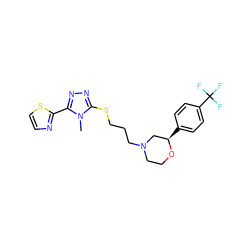 Cn1c(SCCCN2CCO[C@H](c3ccc(C(F)(F)F)cc3)C2)nnc1-c1nccs1 ZINC000653799669