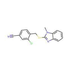 Cn1c(SCc2ccc(C#N)cc2Cl)nc2ccccc21 ZINC000000302783