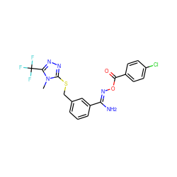 Cn1c(SCc2cccc(/C(N)=N/OC(=O)c3ccc(Cl)cc3)c2)nnc1C(F)(F)F ZINC000008637213